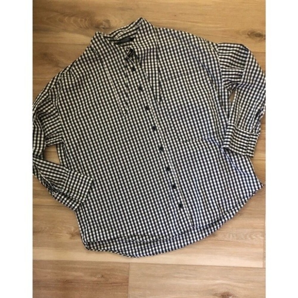Zara Plaid Button Up Blouse XS